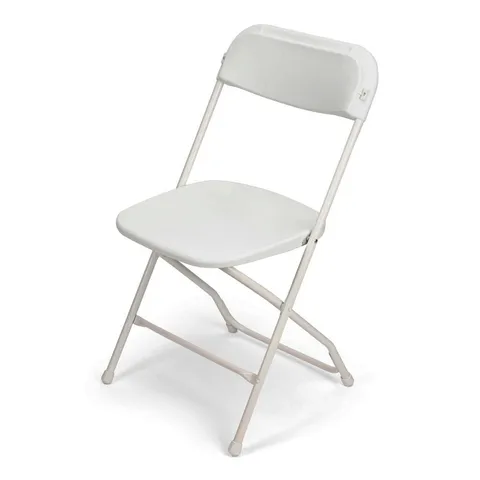 White plastic folding chair
